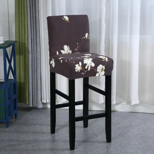 Housse de Tabouret Fleurie Gris