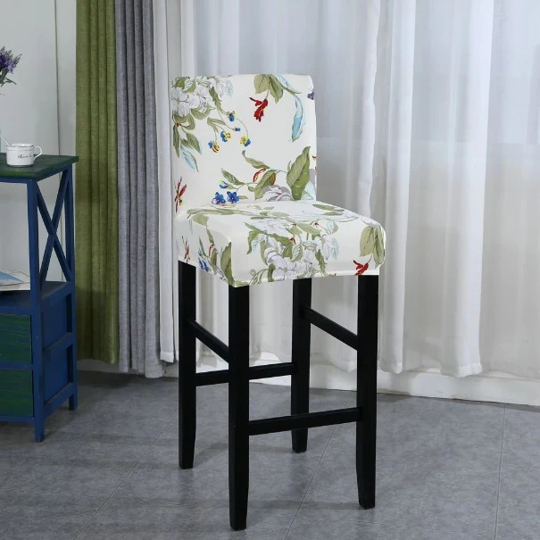 Housse de Tabouret Fleurie Blanc