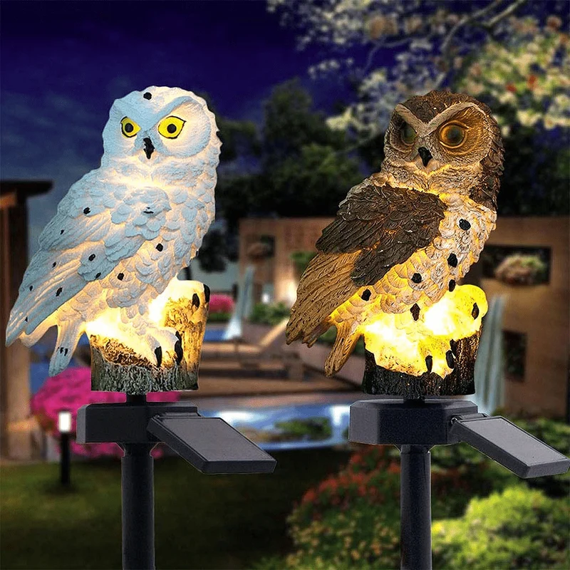 Lumière Solaire Extérieur sur Pied Chouette Pour Jardin