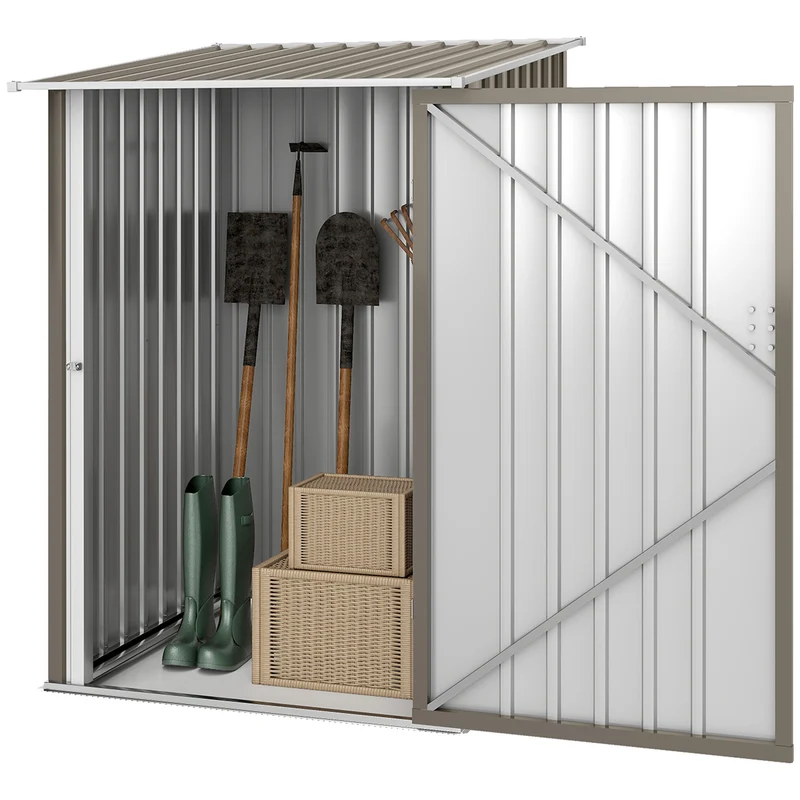 Abri de jardin remise outils 100 x 103 x 160 cm porte verrouillable rangement 1 m² contemporain en tôle d'acier marron 21_0004220