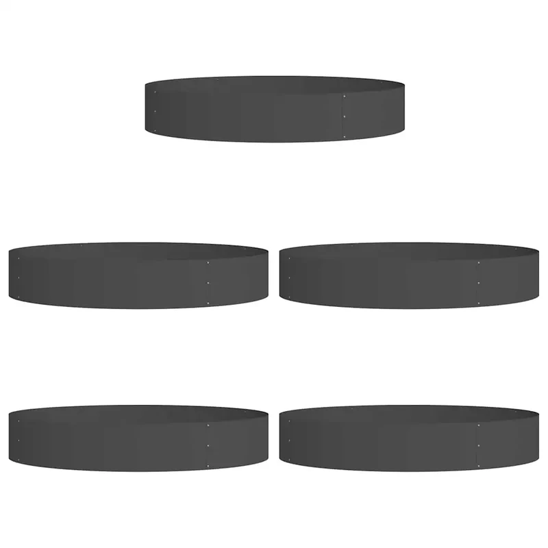 Lot de 5 anneaux de jardinière en acier extérieur 120 x 120 x 20 cm design contemporain noir 02_0052266
