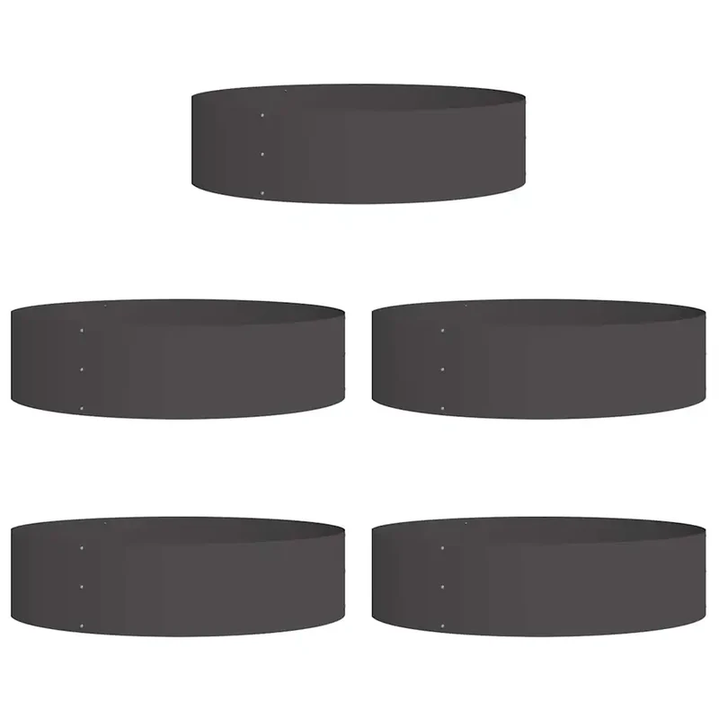 Lot de 5 anneaux de jardinière moderne extérieur 80 x 80 x 20 cm en acier noir 02_0052256