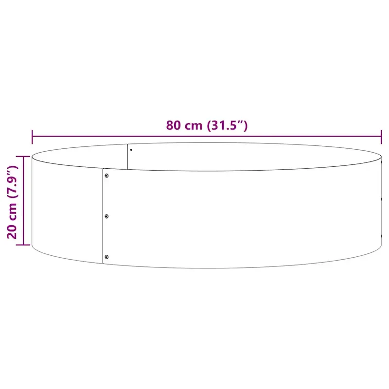 Lot de 5 anneaux de jardinière moderne extérieur 80 x 80 x 20 cm en acier noir 02_0052256