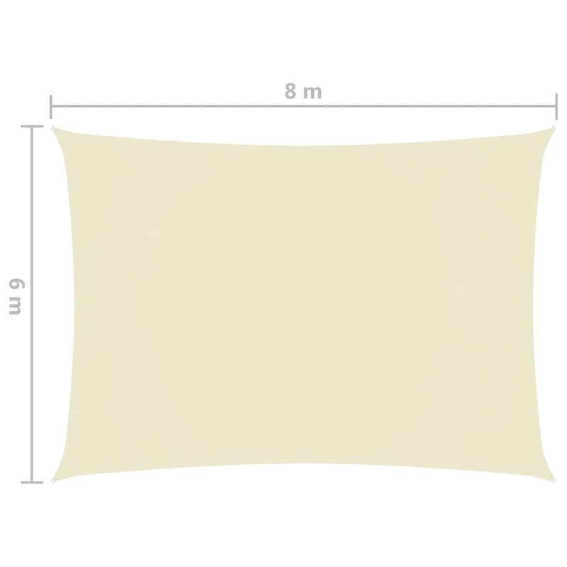 Voile toile d'ombrage parasol tissu oxford rectangulaire 6 x 8 m crème 02_0009744