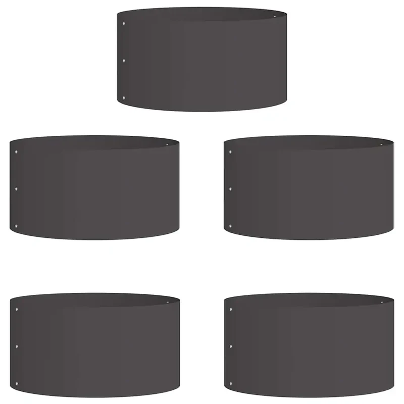 Lot de 5 anneaux de jardinière ronds modernes 40 x 40 x 20 cm en acier noir 02_0052246