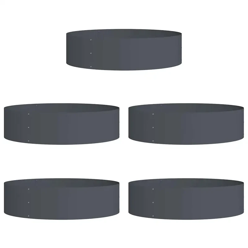 Lot de 5 anneaux de jardinière design moderne 80 x 80 x 20 cm en acier anthracite 02_0052259