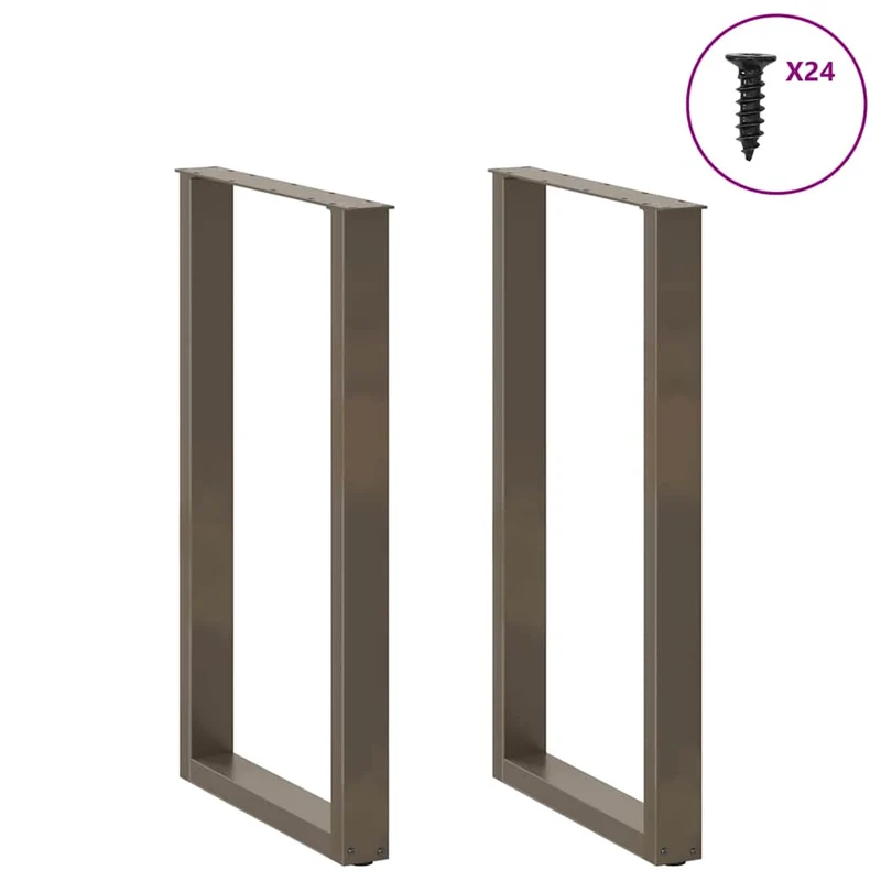 Lot de 2 pieds de table de bar en forme de U 60 x 100 cm stables et modernes en acier naturel 02_0057479