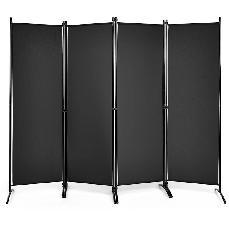 Paravent pliable 220 x 173 cm séparation de pièce design compact style moderne en fer noir 20_0020001