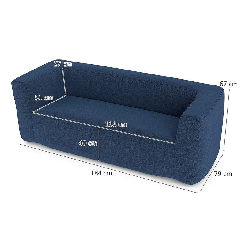 Canapé gonflable double 184 x 79 x 67 cm confort ergonomique ambiance cosy en polyester bleu 20_0017193