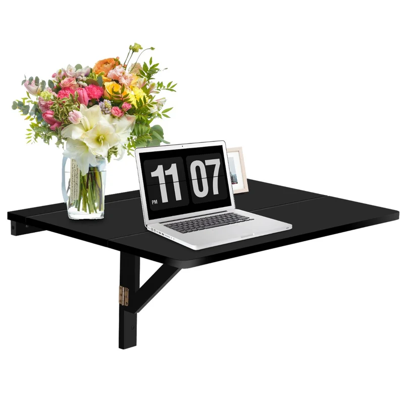 Table rabattable murale 80 x 60 cm pratique et moderne pour petit espace en MDF noir 20_0014106