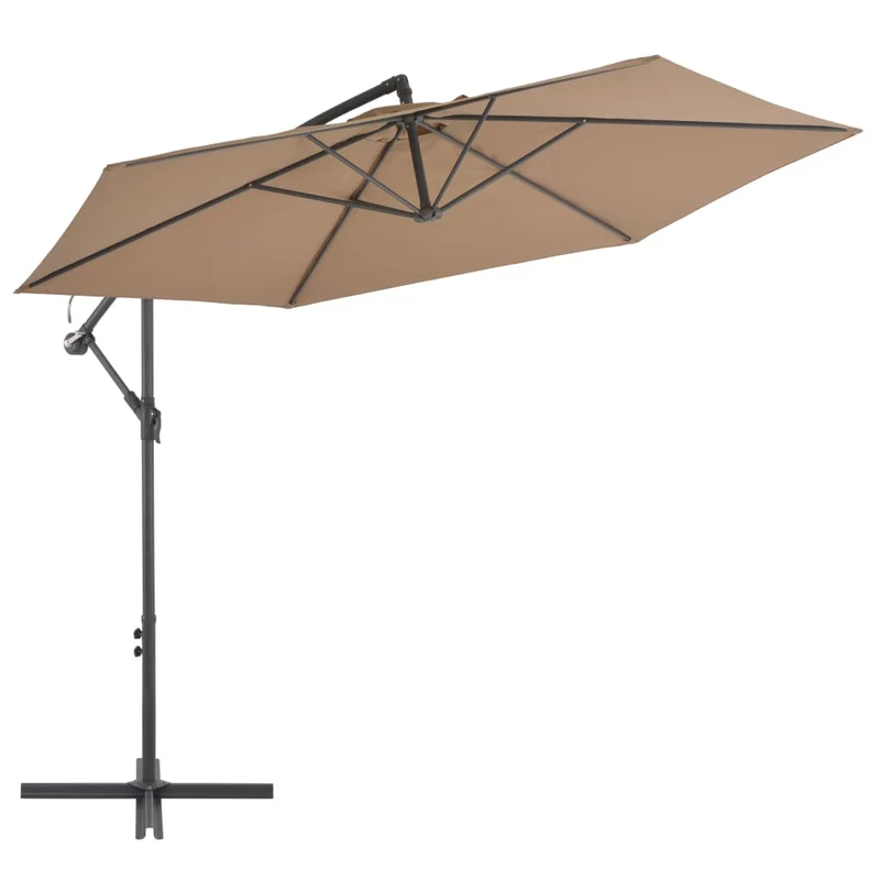 Parasol meuble de jardin en porte-à-faux avec poteau en aluminium 300 cm taupe 02_0008652