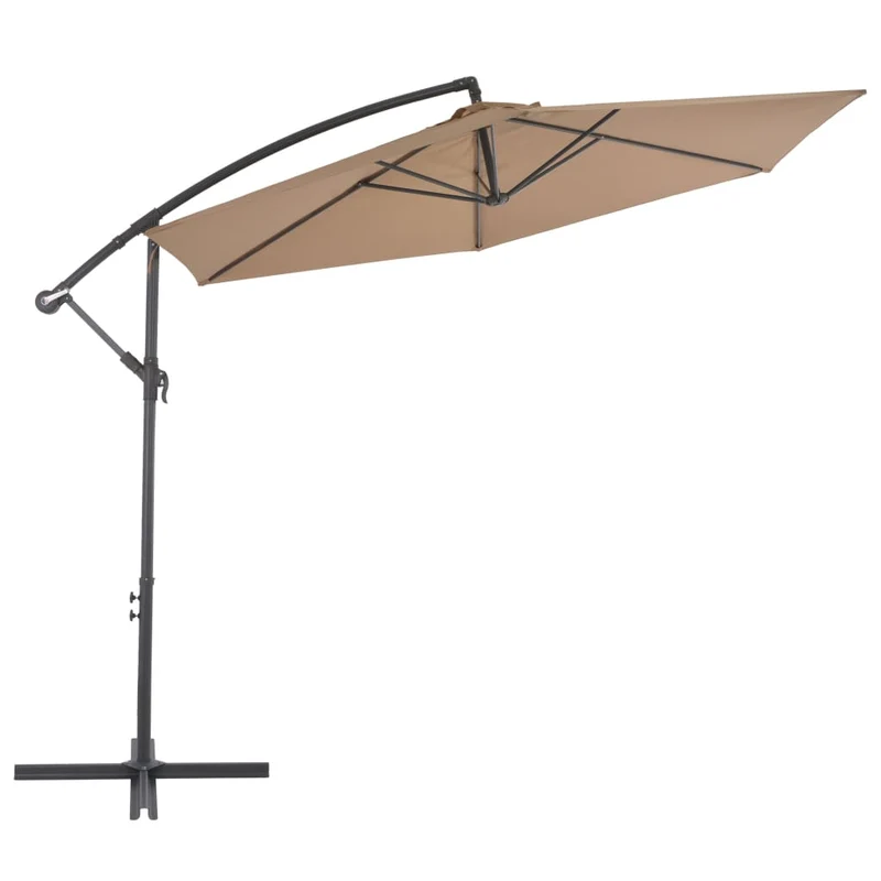 Parasol meuble de jardin en porte-à-faux avec poteau en aluminium 300 cm taupe 02_0008652