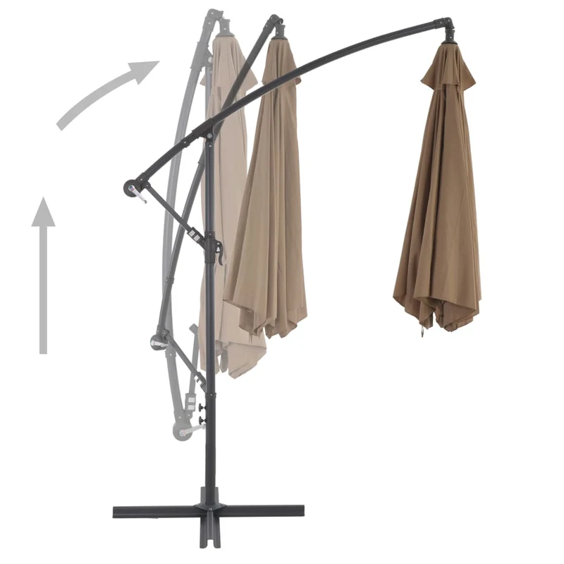 Parasol meuble de jardin en porte-à-faux avec poteau en aluminium 300 cm taupe 02_0008652