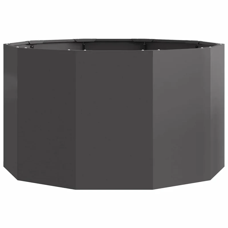 Jardinière ronde extérieure 90 x 90 x 50 cm durable design moderne ambiance chic en acier noir 02_0052992