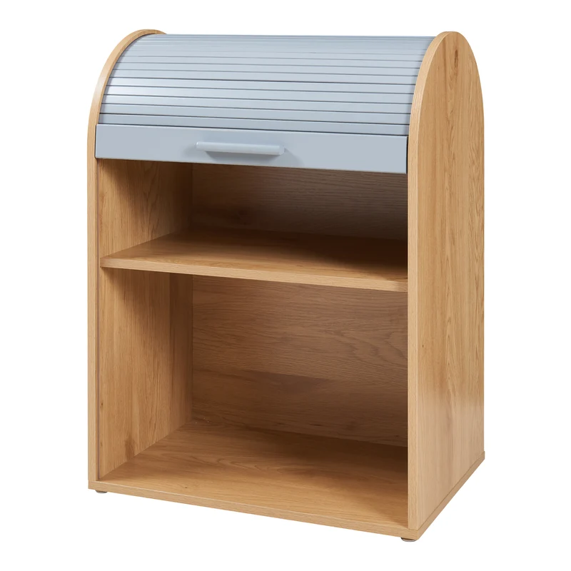 Armoire de bureau 80 x 60 x 40 cm étagère meuble de rangement basse meuble de rangement à rideau bambou gris 03_0008865