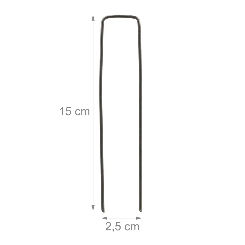 Lot de 50 piquets de fixation jardin ancrage universel 15 x 3 cm en acier gris 13_0003850