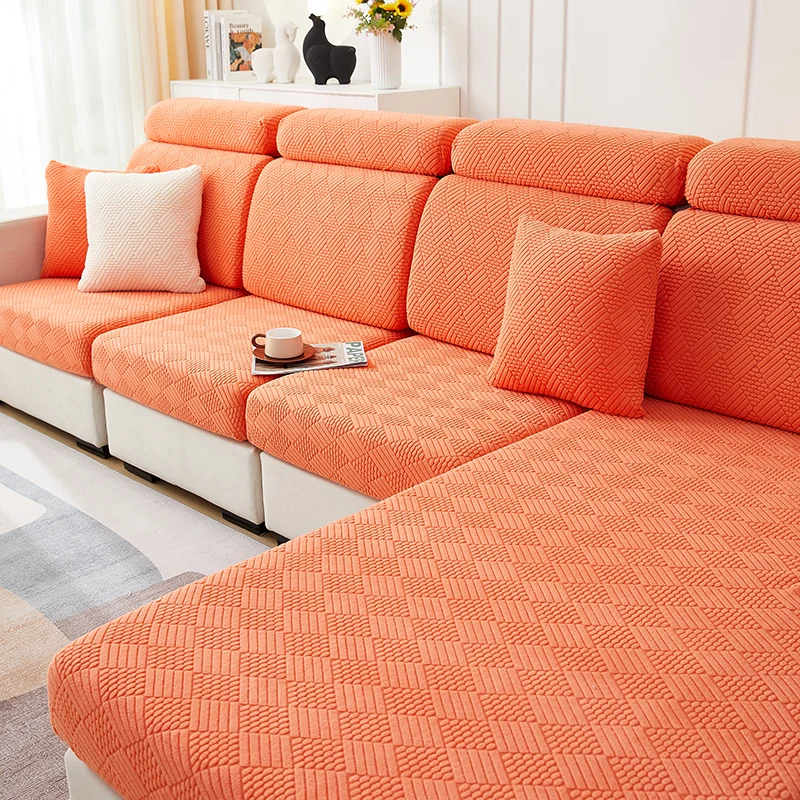 Housse de Coussin Canapé Jacquard Orange