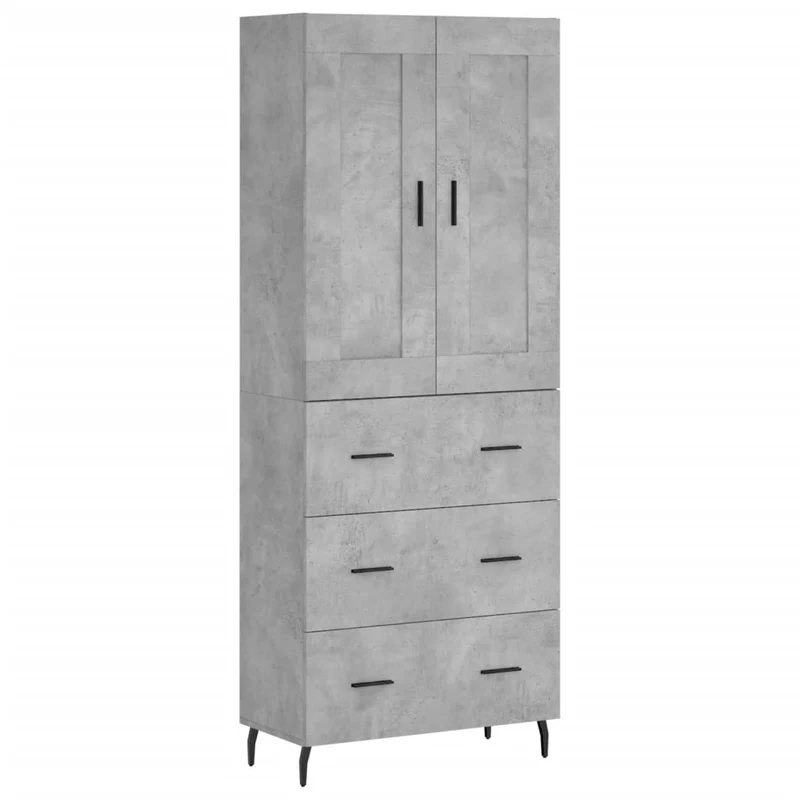 Buffet bahut commode armoire meuble de rangement organisateur cuisine salle de séjour salon haut 69,5 x 34 x 180 cm bois d'ingénierie gris 02_0034657