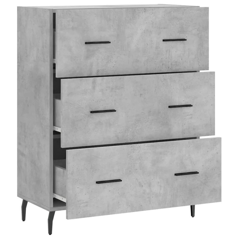 Buffet bahut commode armoire meuble de rangement organisateur cuisine salle de séjour salon 69,5 x 34 x 90 cm bois d'ingénierie gris 02_0032020