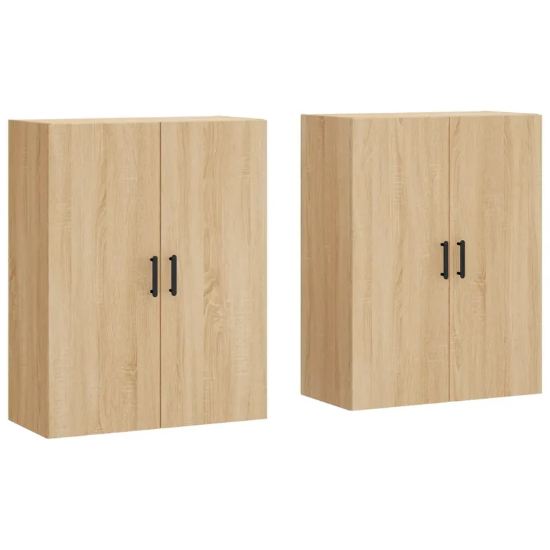 Lot de 2 armoires murales design pratique rangement 69,5 x 34 x 90 cm en bois d'ingénierie chêne sonoma 02_0055359