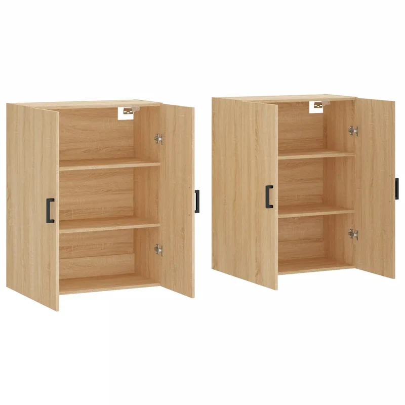 Lot de 2 armoires murales design pratique rangement 69,5 x 34 x 90 cm en bois d'ingénierie chêne sonoma 02_0055359