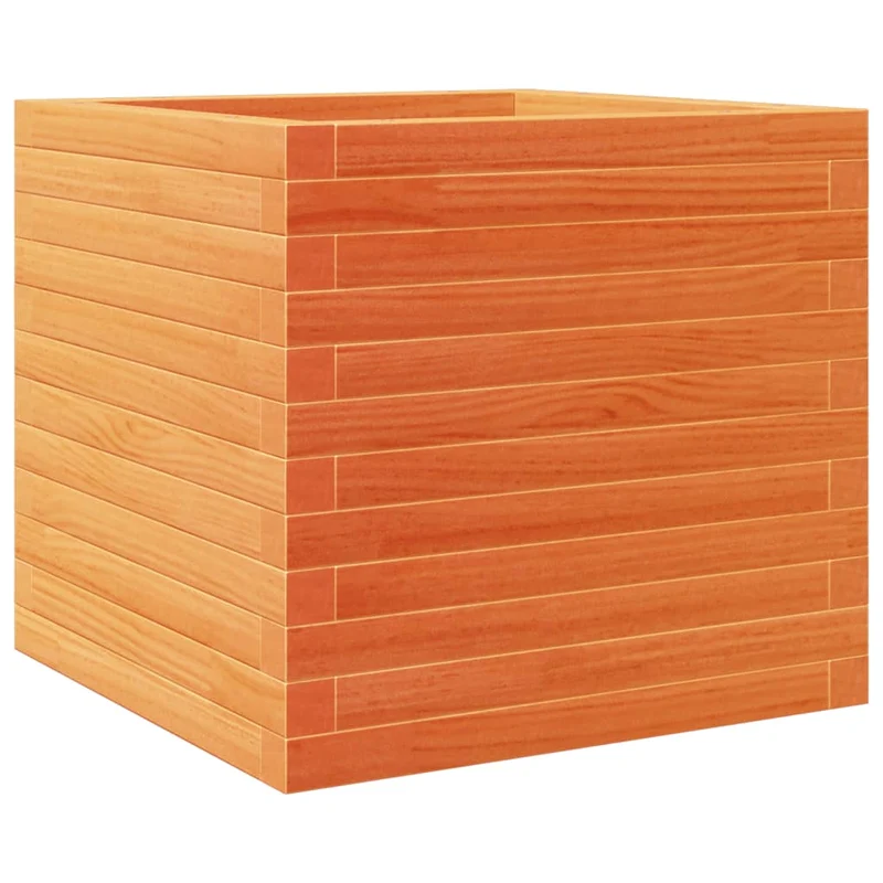 Jardinière bac lit surélevé plantes fleurs terrasse jardin cire 50 x 50 x 46 cm bois de pin massif marron 02_0038460