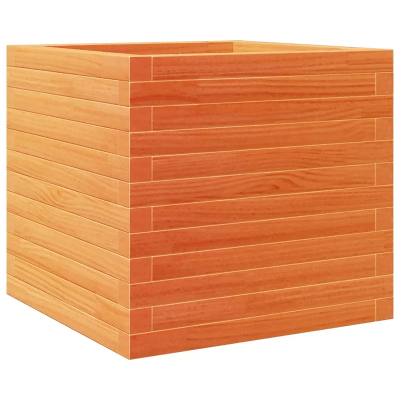 Jardinière bac lit surélevé plantes fleurs terrasse jardin cire 50 x 50 x 46 cm bois de pin massif marron 02_0038460