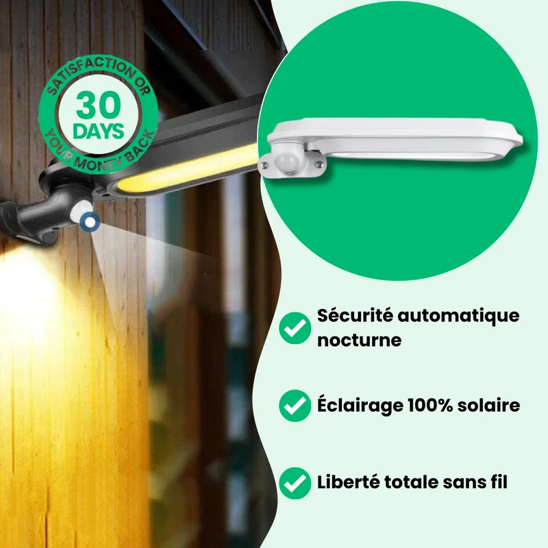 Lampadaire Solaire Détecteur de Mouvement Puissant