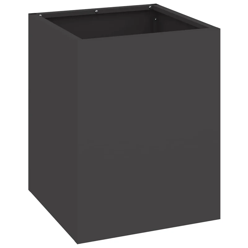 Cache-pot de jardin moderne noir 32 x 32 x 40 cm durable minimaliste en acier laminé à froid 02_0052453