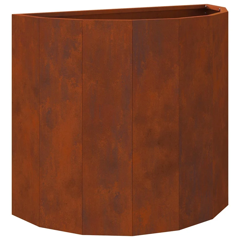 Jardinière demi-ronde design moderne terrasse jardin 60 x 30 x 50 cm en acier rouillé 02_0052963