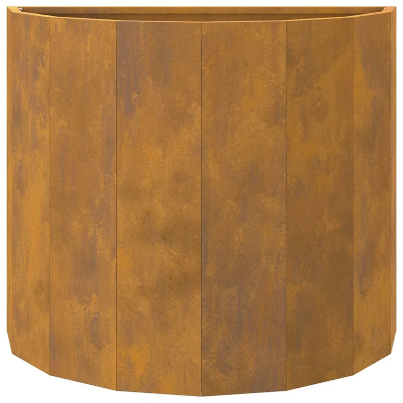 Jardinière demi-ronde design moderne terrasse jardin 60 x 30 x 50 cm en acier rouillé 02_0052963