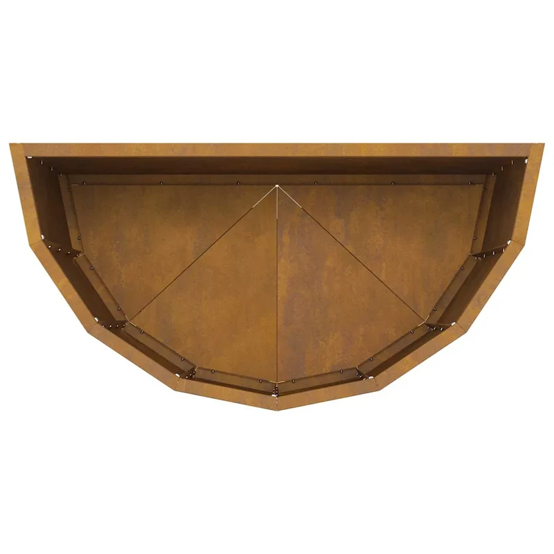 Jardinière demi-ronde design moderne terrasse jardin 60 x 30 x 50 cm en acier rouillé 02_0052963