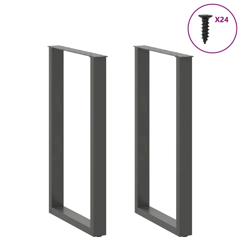 Lot de 2 pieds de table de bar en U 60 x 100 cm avec réglage hauteur moderne en acier anthracite 02_0057478