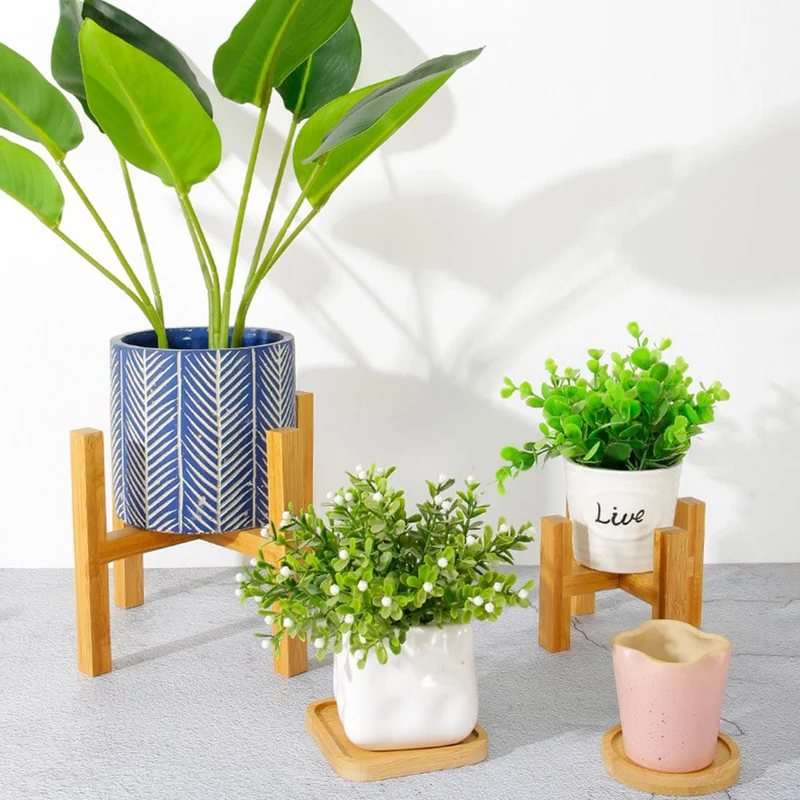 Petit Support de Plante en Bois de Bambou "Txikia"