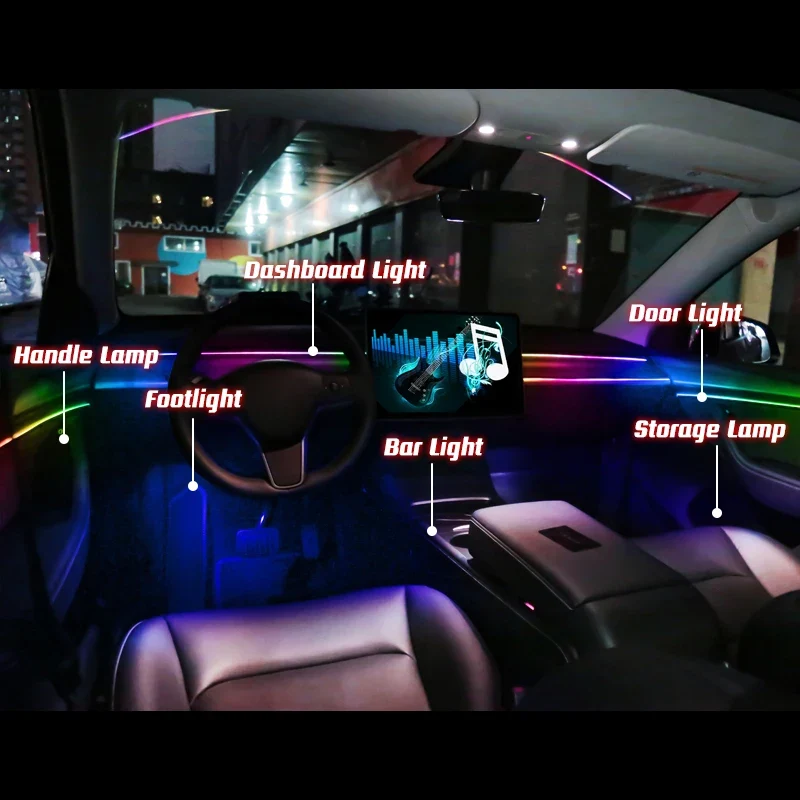 Bandes Acryliques Éclairage d'Ambiance RGB Voiture 110 cm