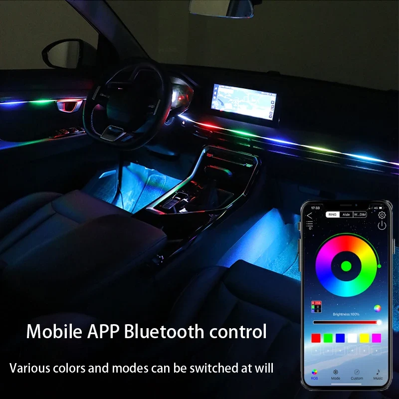 Bandes Acryliques Éclairage d'Ambiance RGB Voiture 110 cm