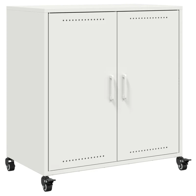 Buffet bahut commode armoire meuble de rangement organisateur cuisine salle de séjour salon 68,5 x 39 x 72 cm acier blanc 02_0030390