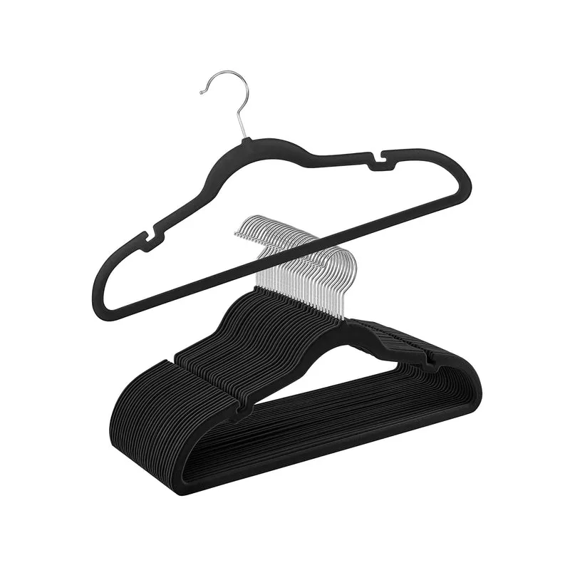 Cintres en velours lot de 30 antiglisse avec encoches barre pour pantalons crochet pivotant à 360° gain de place longueur de 43 cm noir 12_0005079