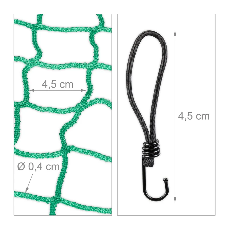 Filet de protection pour remorque 2 x 3 m installation rapide chargement sécurisé robuste en plastique noir 13_0012540