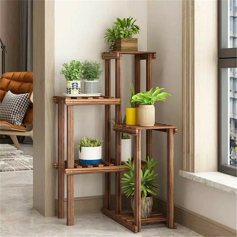 Porte Plante d'Angle en Bois "Angelua"