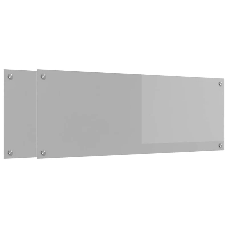 Lot de 2 crédences de cuisine 110 x 40 cm resistentes à la chaleur design moderne en verre trempé gris clair 02_0056268