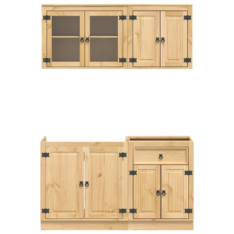 Armoire de rangement moderne chic salle à manger 140 x 46 x 81,5 cm grand espace de stockage en pin massif miel 02_0056016