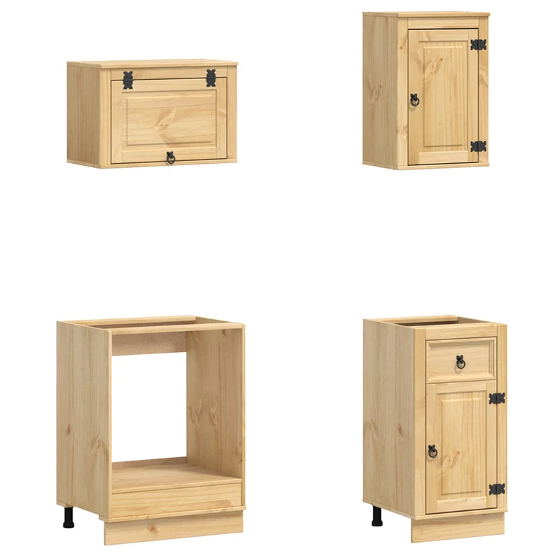 Buffet multifonction avec 2 tiroirs et 7 étagères 306 x 58 x 207 cm style moderne salle à manger en pin massif miel 02_0056022