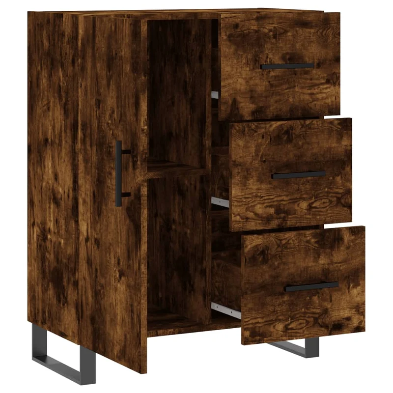 Buffet bahut commode armoire meuble de rangement organisateur cuisine salle de séjour salon 69,5 x 34 x 90 cm bois d'ingénierie marron 02_0031069