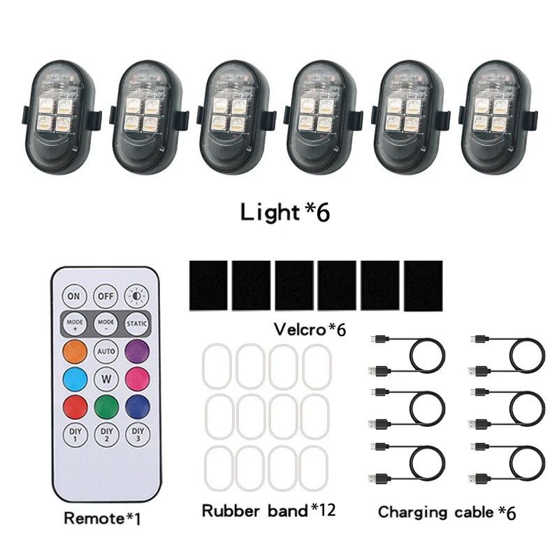 Éclairage d'Ambiance LED Sans Fil Rechargeable Voiture RGB