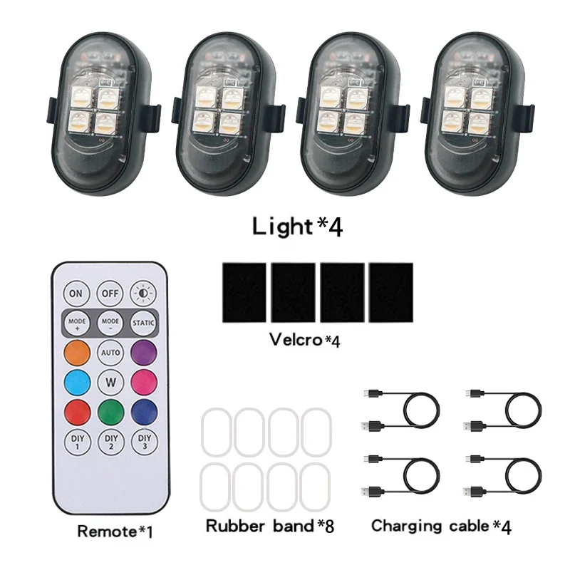 Éclairage d'Ambiance LED Sans Fil Rechargeable Voiture RGB