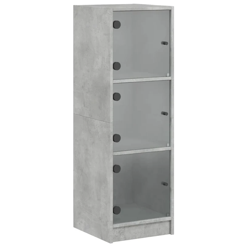 Buffet bahut commode armoire meuble de rangement organisateur cuisine salle de séjour salon avec portes en verre 35 x 37 x 109 cm gris 02_0030118