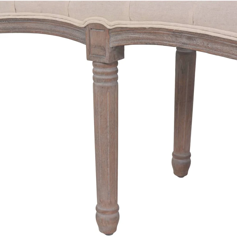 Banc banquette lin bois massif 150 x 40 x 48 cm blanc crème 02_0010900