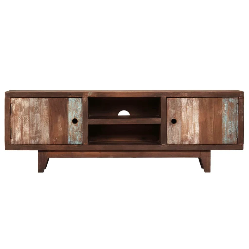 Meuble télé buffet tv télévision design pratique bois d'acacia massif vintage 118 cm 2502129