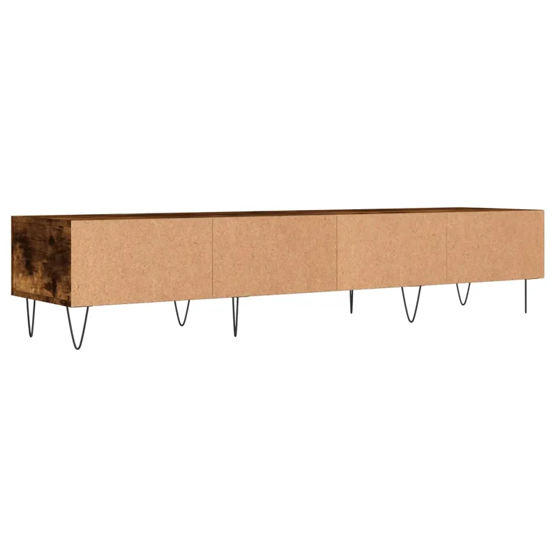 Meuble TV contemporain rangement pratique 150 x 36 x 30 cm en bois d'ingénierie chêne fumé 02_0048713